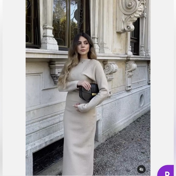 ZARA BOUCLÉ WOOL DRESS Ivory - Picture 6 of 16